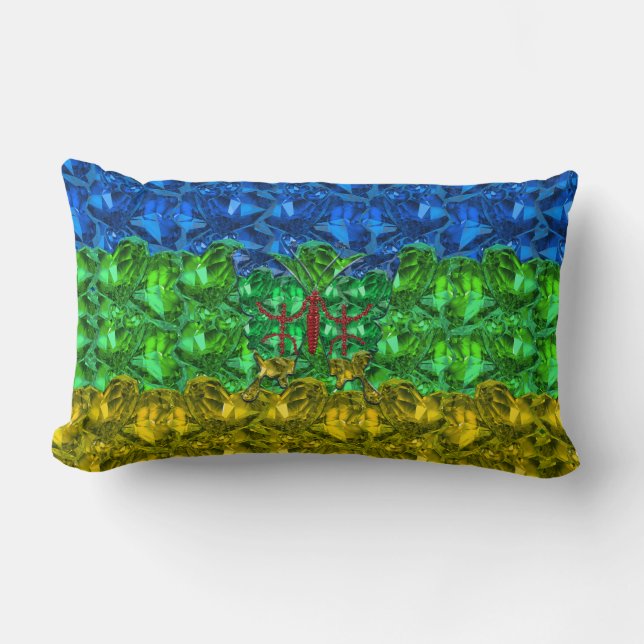 Harten en vlinder op achtergrond van Amazigh-vlag Kussen (Voorkant)