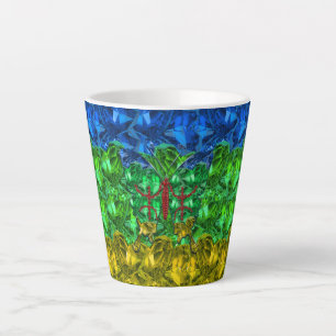 Harten en vlinder op achtergrond van Amazigh-vlag Latte Mok