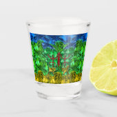 Harten en vlinder op achtergrond van Amazigh-vlag Shot Glas (Voorkant)