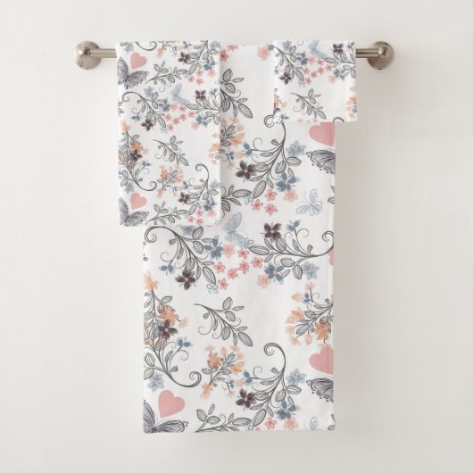 Harten En Vlinders Bloemstuk Bad Handdoek (Insitu)