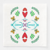 Harten en vlinders Folk Art Servet (Voorkant)