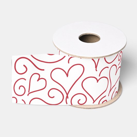 Harten en wervelingen Grosgrain Ribbon Lint (Spoel)
