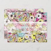 Harten en wilde bloemen redden de datum aankondigingskaart (Voorkant / Achterkant)