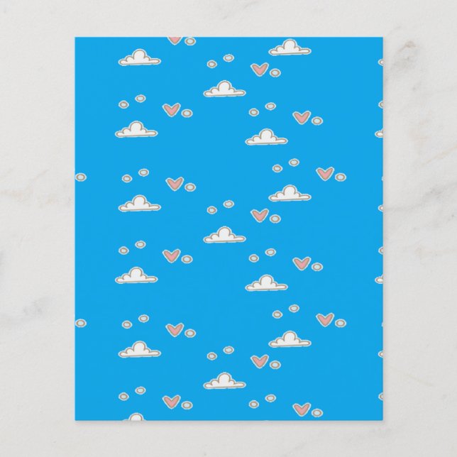 Harten en wolken op blauw (Voorkant)