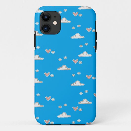 Harten en wolken op blauw Case-Mate iPhone case (Achterkant)