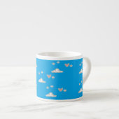 Harten en wolken op blauw espresso kop (Voorkant rechts)