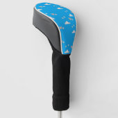 Harten en wolken op blauw golfheadcover (Schuin)