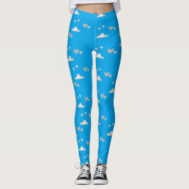 Harten en wolken op blauw leggings