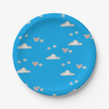 Harten en wolken op blauw