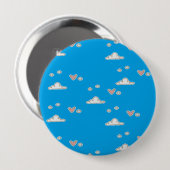 Harten en wolken op blauw ronde button 4,0 cm (Voorkant /achterkant)