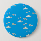 Harten en wolken op blauw ronde button 4,0 cm (Voorkant)