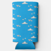 Harten en wolken op blauw seltzer blikjeskoeler (Achterkant)