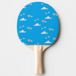 Harten en wolken op blauw tafeltennisbatje