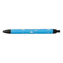 Harten en wolken op blauw zwarte inkt pen