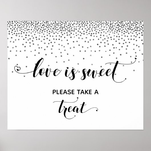 Harten en Zilveren Liefde is Sweet Dessert Table S Poster (Voorkant)