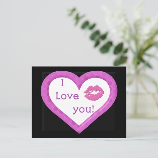 Harten en zoenen briefkaart (Staand voorkant)