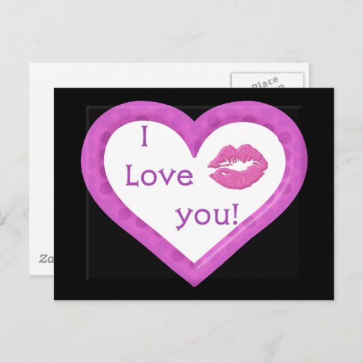 Harten en zoenen briefkaart (Voorkant / Achterkant)