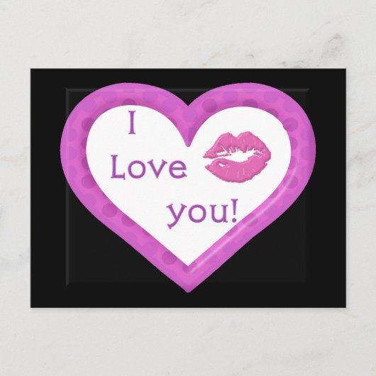 Harten en zoenen briefkaart (Voorkant)