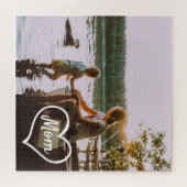 Harten Familie Foto Script Aangepaste Cadeau Puzze Legpuzzel (Horizontaal)