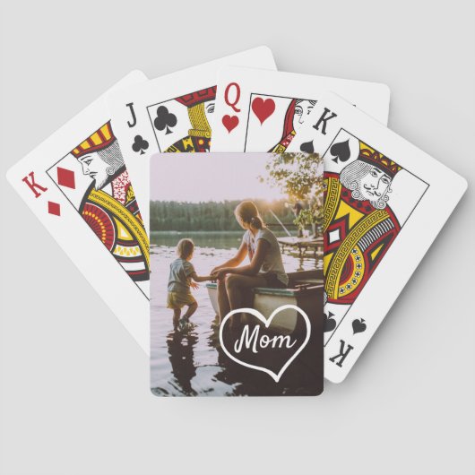 Harten Familie Foto Script Aangepaste Cadeau Speel Pokerkaarten (Achterkant)