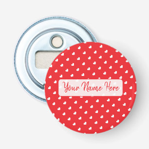 Harten Fijne Valentijnsdag Modern Liefdespatroon Button Flesopener