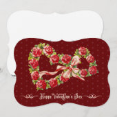  harten Floral Happy Valentijnsdag Retro Feestdagenkaart (Voorkant / Achterkant)