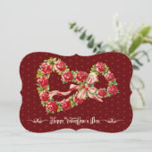  harten Floral Happy Valentijnsdag Retro Feestdagenkaart (Staand voorkant)