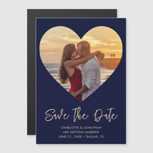 Harten Foto Bruiloft Save The Date Magnetische Kaa (Voorkant / Achterkant)