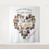 Harten foto collage Persoonlijke Gelukkige Verjaar Wandkleed (Voorkant)