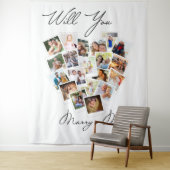 Harten Foto Collage Wil Je Met Me Trouwen Script Wandkleed (In situ)