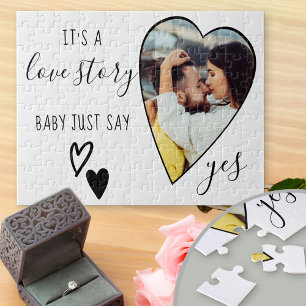 Harten Foto Huwelijksaanzoek Liefdesverhaal Zeg Ja Legpuzzel