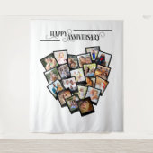 Harten Fotocollage Gelukkig Jubileum Achtergrond Wandkleed (Voorkant)