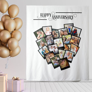 Harten Fotocollage Gelukkig Jubileum Achtergrond Wandkleed
