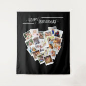 Harten Fotocollage Gelukkig Jubileum Zwart Wandkleed (Voorkant)