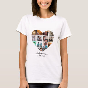 Harten Fotocollage Liefde Koppel Familie T-shirt