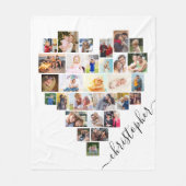 Harten Fotocollage met scriptnaam Wit Fleece Deken (Voorkant)