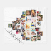 Harten Fotocollage met scriptnaam Wit Fleece Deken (Voorkant (Horizontaal))