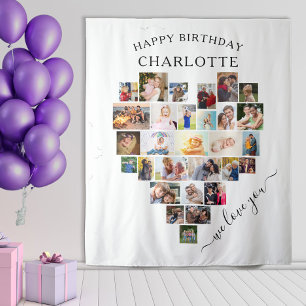 Harten Fotocollage Persoonlijke Gelukkige Verjaard Wandkleed