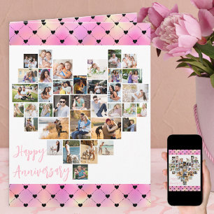 Harten Fotocollage Roze Liefdesharten Jubileum Kaart