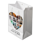 Harten Fotocollage Valentijnsdag Aangepaste Tekst Medium Cadeauzakje (Voorkant Gekanteld)