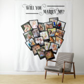 Harten Fotocollage Wil je met me trouwen Achtergro Wandkleed (In situ)