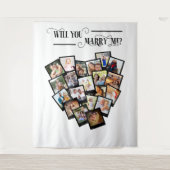 Harten Fotocollage Wil je met me trouwen Achtergro Wandkleed (Voorkant)