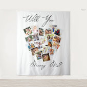 Harten Fotocollage Wil je met me trouwen Script Wandkleed (Voorkant)
