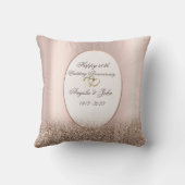 Harten Frame Roze Goud Glitters 50ste Verjaardag Kussen (Achterkant)