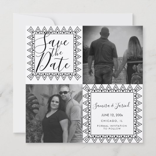 Harten Frame Zwart Wit Foto Save the Date (Voorkant)