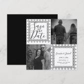 Harten Frame Zwart Wit Foto Save the Date (Voorkant / Achterkant)
