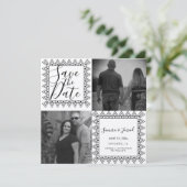Harten Frame Zwart Wit Foto Save the Date (Staand voorkant)