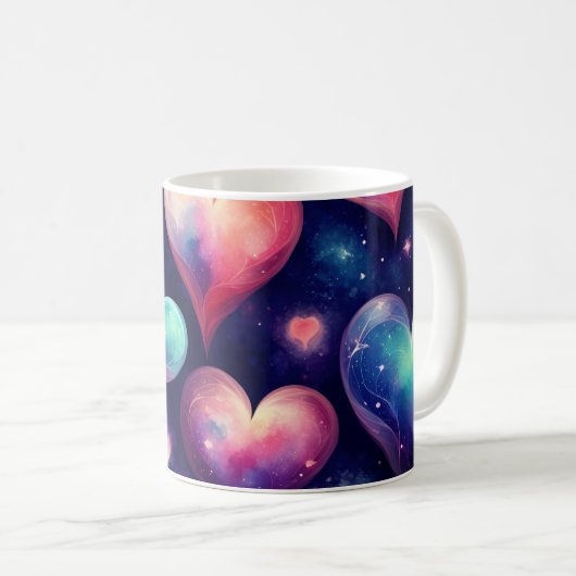 Harten Galaxy Waterverf Valentijn Art Koffiemok (Voorkant rechts)