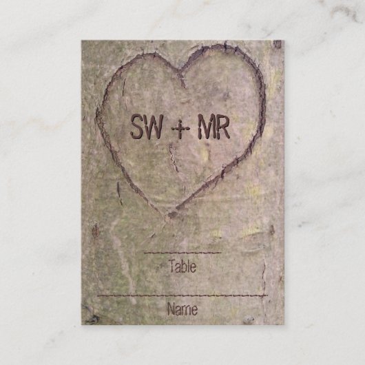 Harten gekaard in bomen, aangepaste Romantische Na Plaatskaartje (Voorkant)