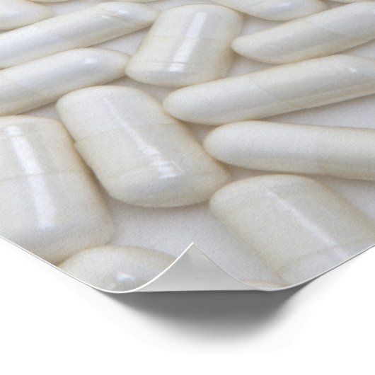 Harten gemaakt van rode pillen poster (Hoek)